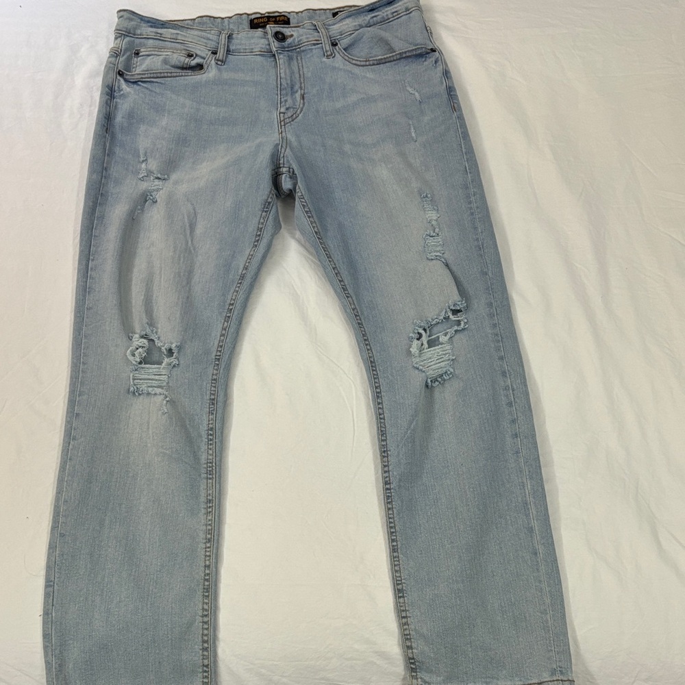 Ring of Fire Men's Light Blue Ripped Jeans
